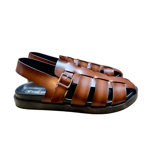 Stacy Adams Mens Montego Slingback Fisherman Sandals Brown Buckle Strap Size 10M